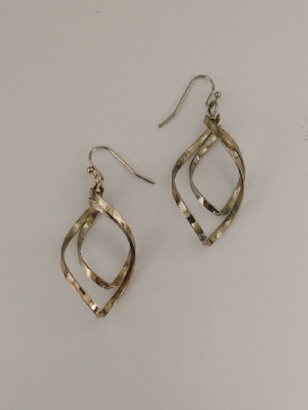 Hammered Twisted Drop Earrings in Metallic Gold